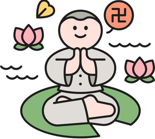 Homme bouddhiste méditant  Illustration