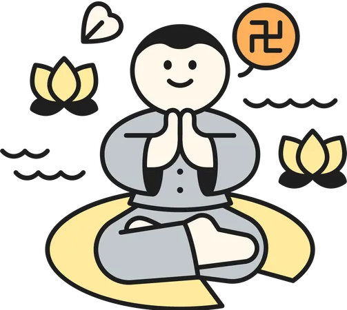 Homme bouddhiste méditant  Illustration