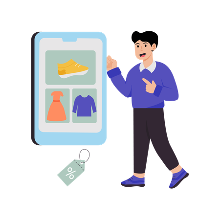 Boutiques pour hommes à partir d'une application de commerce électronique  Illustration