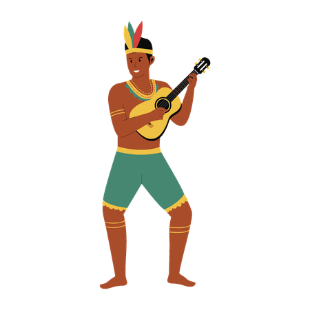 Homme brésilien jouant de la guitare  Illustration