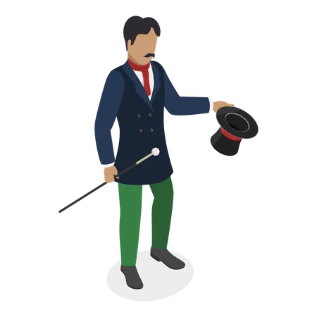 Homme britannique avec un chapeau  Illustration