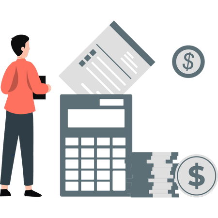 Homme calculant de l'argent  Illustration