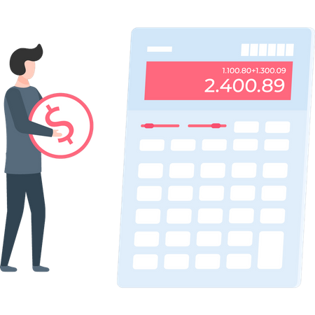 Homme calculant les impôts  Illustration