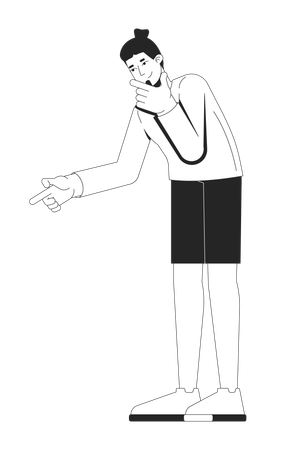 Homme caucasien moderne en manches longues pointant du doigt et réfléchissant  Illustration