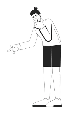 Homme caucasien moderne en manches longues pointant du doigt et réfléchissant  Illustration