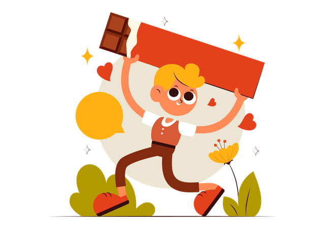 Un homme célèbre la Journée mondiale du chocolat  Illustration