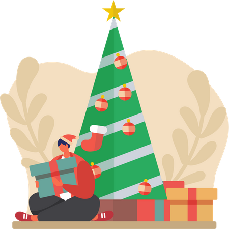 Homme fête Noël  Illustration