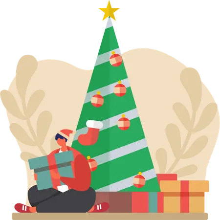 Homme fête Noël  Illustration