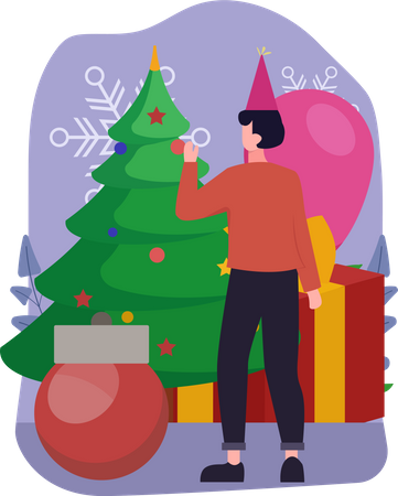 Homme fête Noël  Illustration