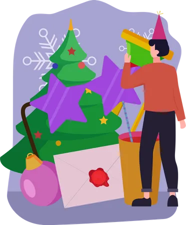 Homme fête Noël  Illustration