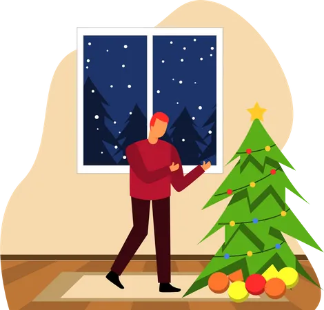 Homme fête Noël  Illustration