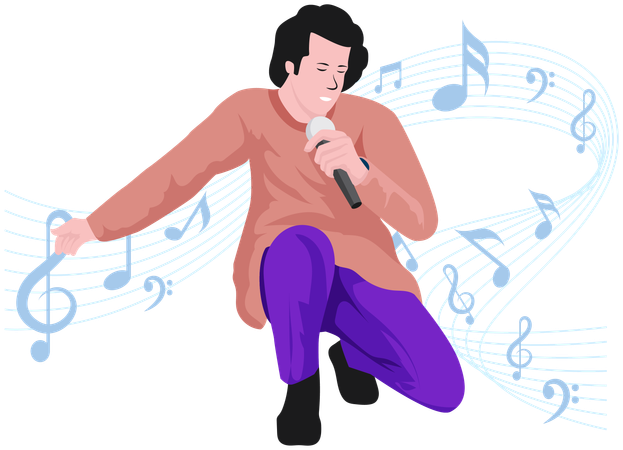 Homme chantant une chanson  Illustration