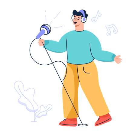 Homme chantant une chanson  Illustration