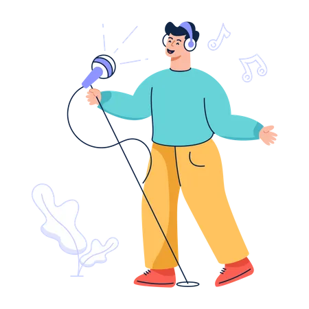 Homme chantant une chanson  Illustration