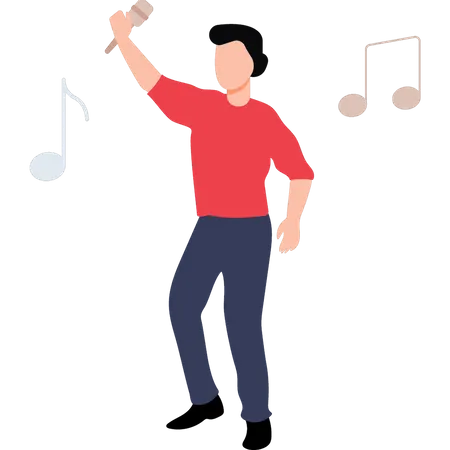 Homme chantant une chanson en fête  Illustration