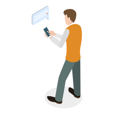 Homme discutant sur mobile  Illustration