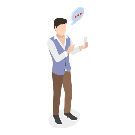 Homme discutant sur mobile  Illustration