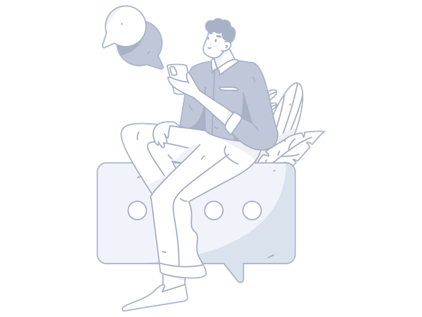 Homme discutant sur mobile  Illustration