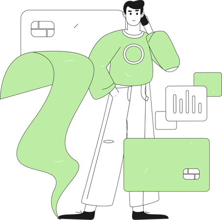 Homme vérifie le crédit  Illustration