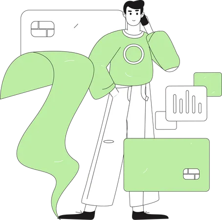 Homme vérifie le crédit  Illustration