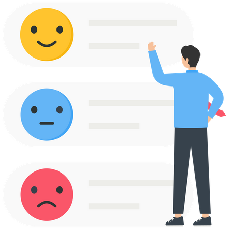L'homme choisit les émotions pour obtenir des commentaires  Illustration