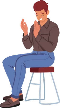 Homme Clap mains assis sur une chaise  Illustration
