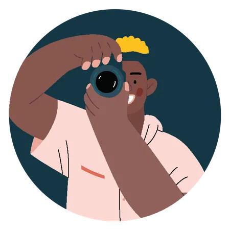 Homme cliquant sur une photo à l'aide d'un appareil photo  Illustration