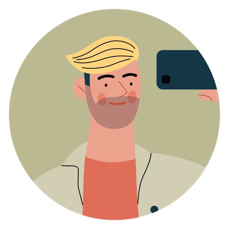 Homme cliquant sur la photo  Illustration