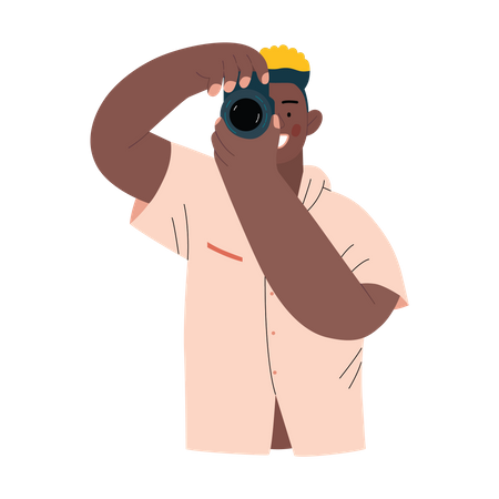 Homme cliquant sur une photo à l'aide d'un appareil photo  Illustration