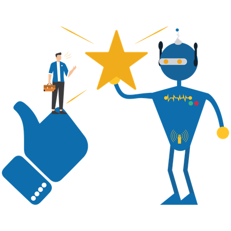 Un homme collaborant avec l'IA  Illustration