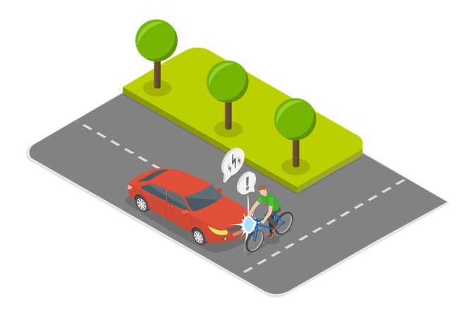 Collision entre un homme et une voiture  Illustration