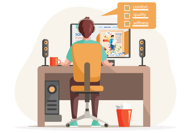 Homme commandant un tapis  Illustration