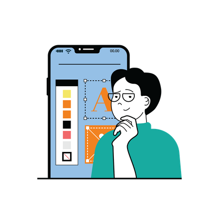 Homme concevant une application mobile  Illustration