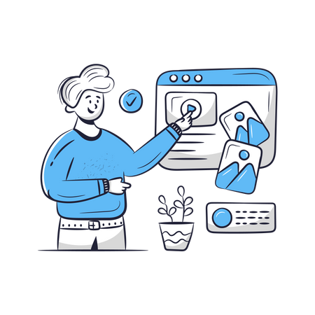 Homme concevant la mise en page du site Web  Illustration
