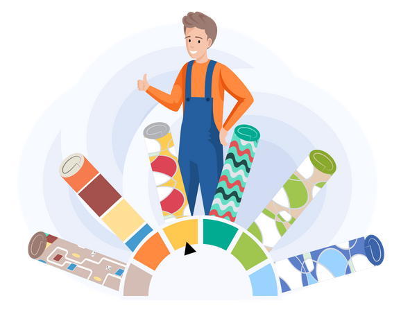 Homme concevant un tissu  Illustration