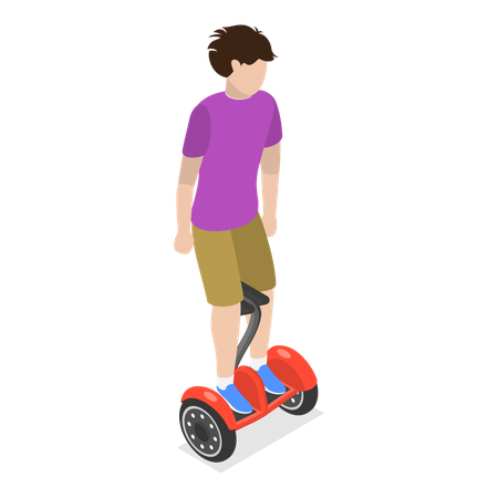 Homme conduisant un roverboard électrique  Illustration