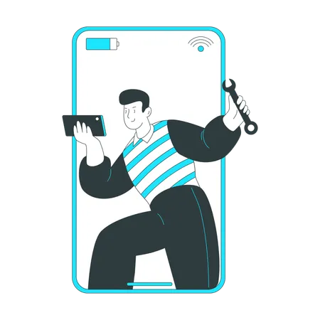 Homme installant le wifi  Illustration