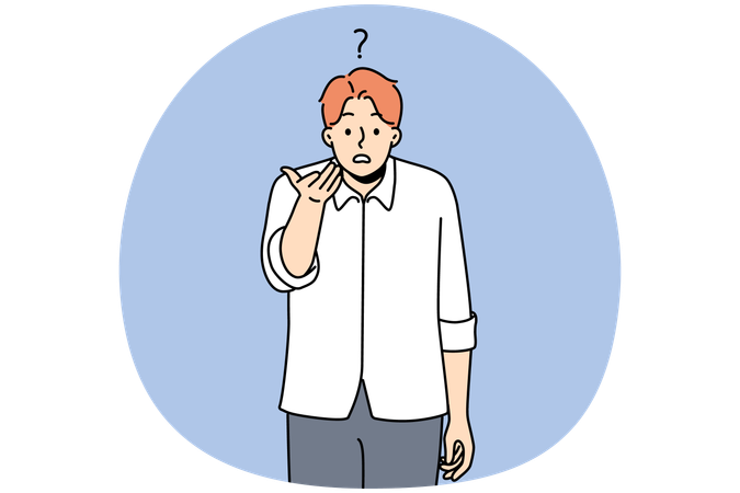 L'homme confus se sent frustré et insatisfait  Illustration