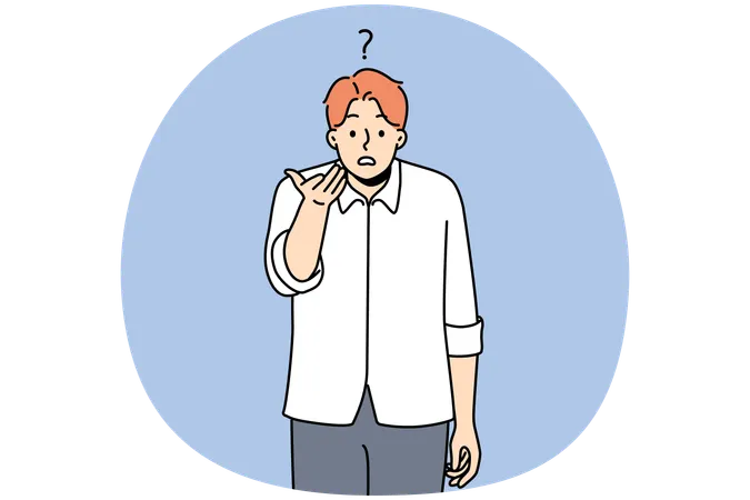 L'homme confus se sent frustré et insatisfait  Illustration