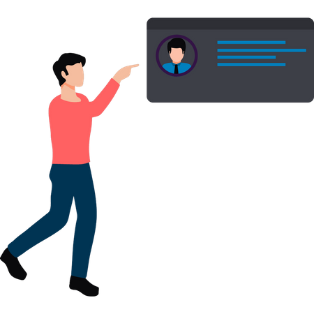 Homme consultant le profil de l'utilisateur  Illustration