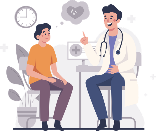 Homme consultant un médecin  Illustration