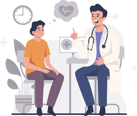 Homme consultant un médecin  Illustration
