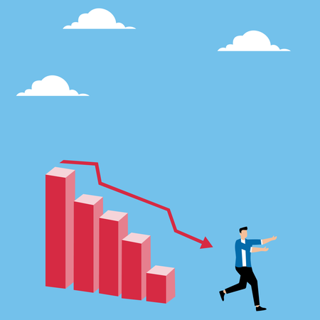 Graphique montrant un homme qui court après une chute  Illustration