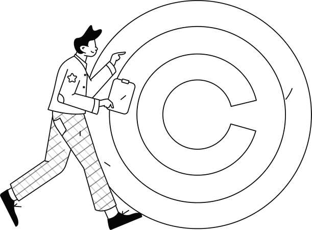 Un homme qui se présente pour obtenir le droit d'auteur d'un livre  Illustration