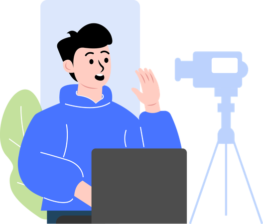 Homme créant du contenu vidéo  Illustration