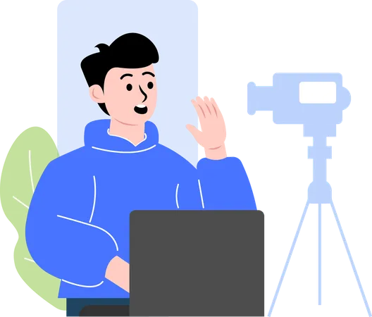 Homme créant du contenu vidéo  Illustration