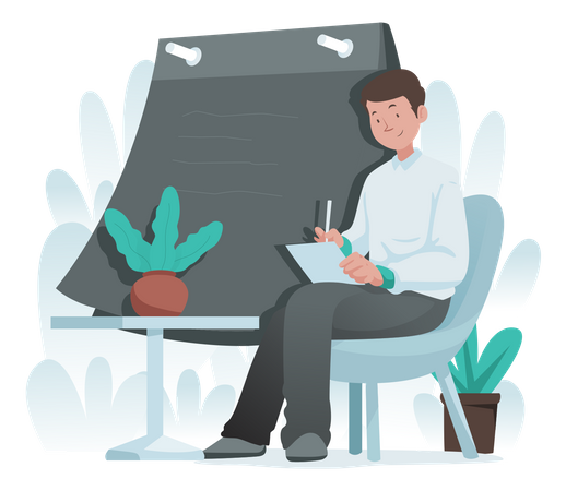 Homme créant une liste de choses à faire  Illustration