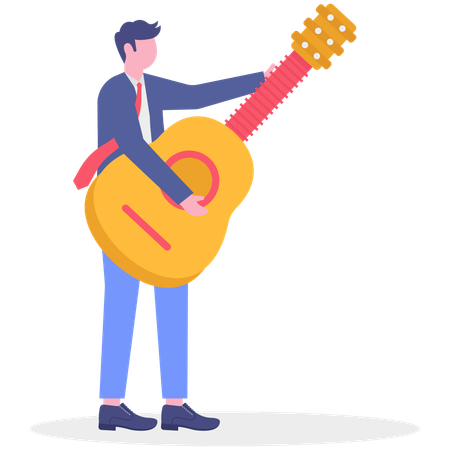 Homme créatif jouant de la guitare  Illustration