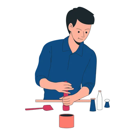 Homme qui cuisine  Illustration