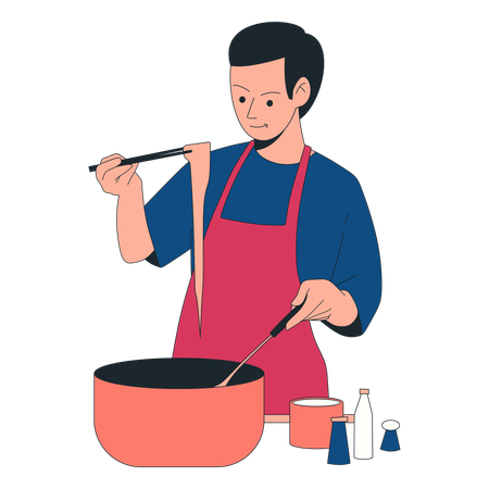 Homme qui cuisine  Illustration